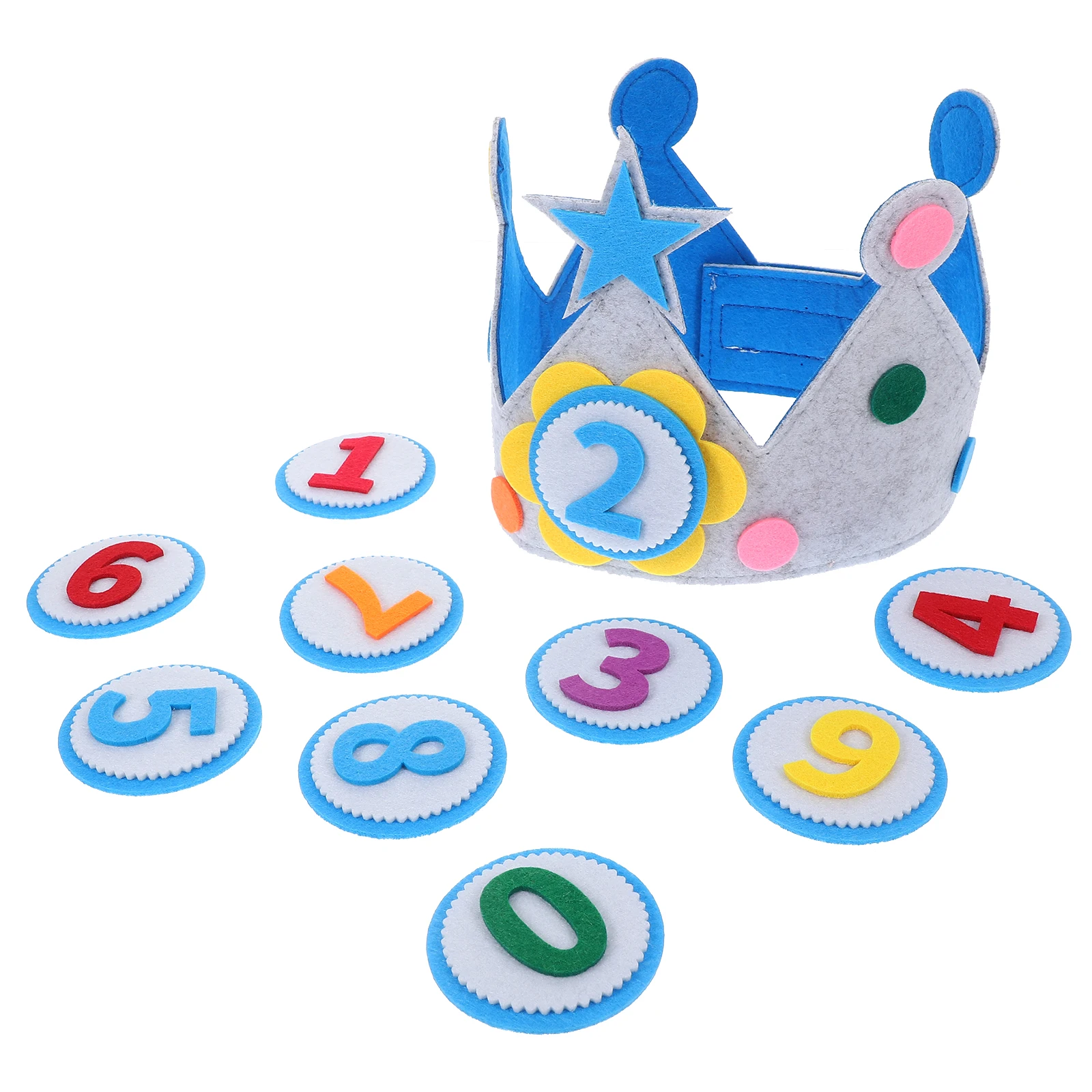 

1 set Crown Hat Kids Felt Party Hats Detachable Numbers Baby Boy Hat Color Toddler Crowns Happy Birthday Crowns For