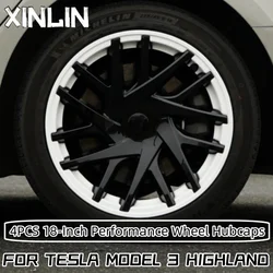 4PCS HubCap 18 Inch Performance Replacement Wheel Cap Automobile Full Rim Cover Accessories for Tesla Model 3 Highland 2023 2024