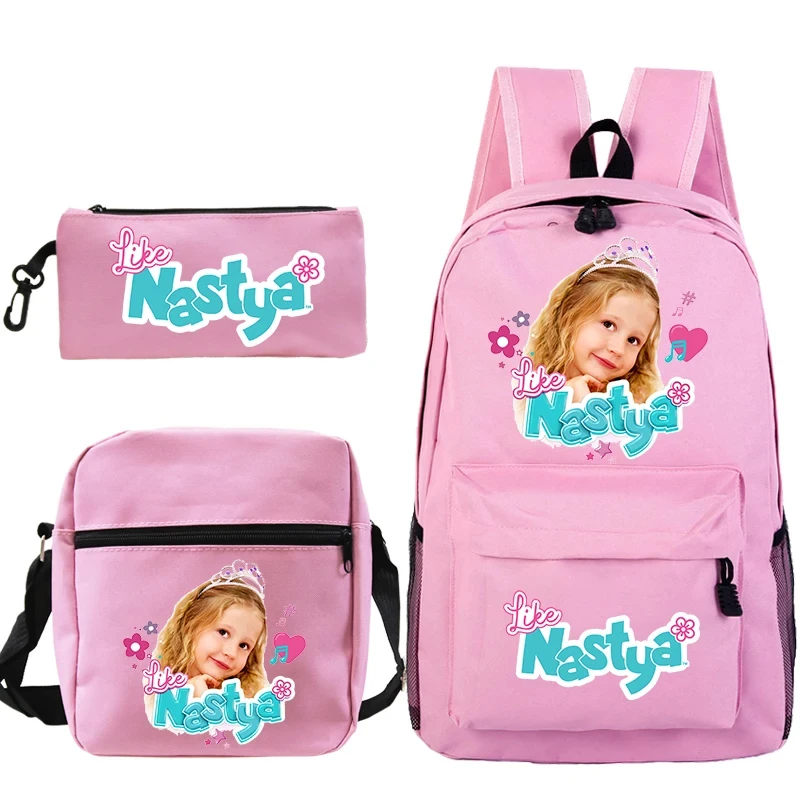 

3PC-SET Like Nastya Schoolbag Student Shoudler Backpack Boys Girls School Bag Mochila with Pencil Case