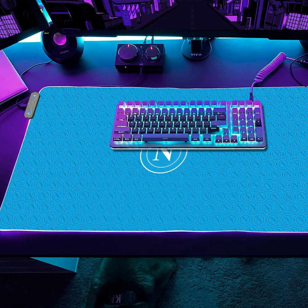 

N-Napoil Gaming MousePad LED Table Pads Football Backlit Rubber Desktop XXL RGB Desk S Italy Micro USB