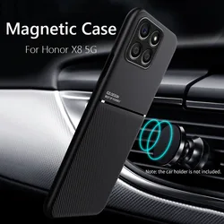 For Honor X8 5G Case Car Magnetic Leather Cover Soft Frame Funda On For Huawei Honor X8 X8A HonorX8 5G Phone Cases Capa