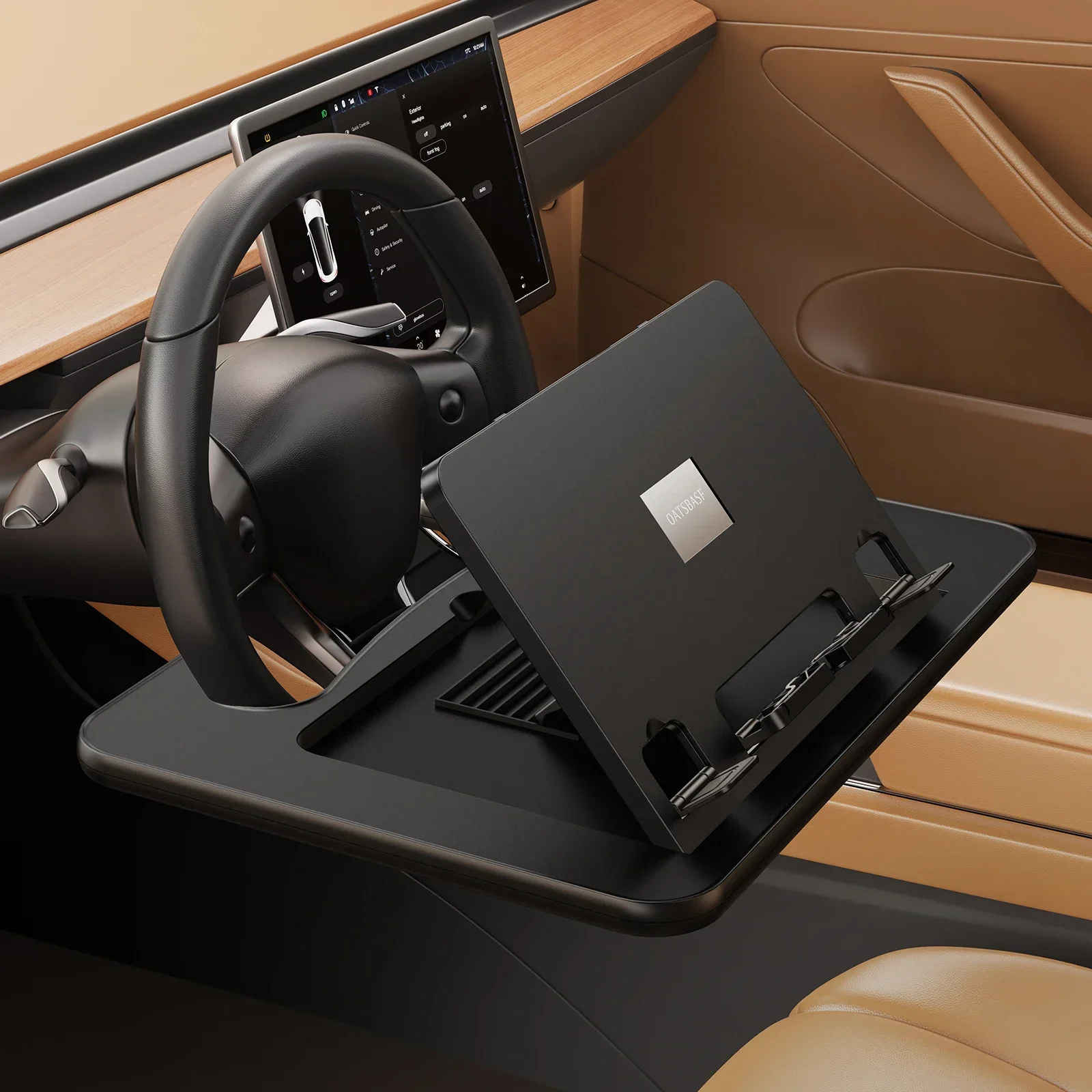 

Car Steering Wheel Desk Portable Laptop Holder Foldable Food Tray Board Table For Eating Drinking Travel Car Accessories