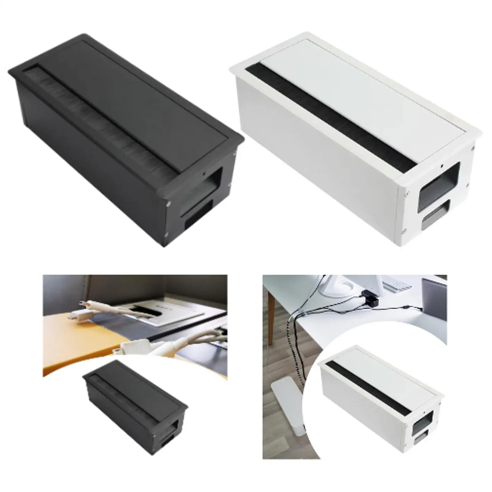 Computer Desk Cord Grommet, Rectangular Wire Organizer, Space Saving Thread Hole Cover Cable Management