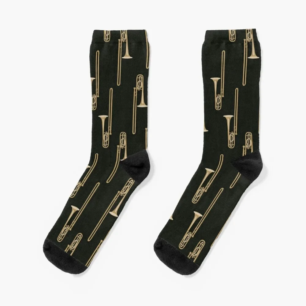 

Trombone on black upright Socks custom sports men cotton high quality fashionable christmas stocking Male Socks Women's