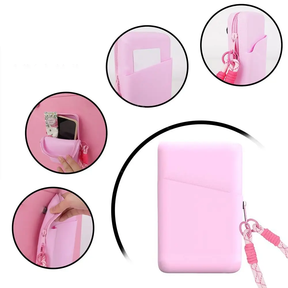 Silicone Storage Pouch Portable Dustproof Waterproof Phone Holder with Lanyard Reusable Card Storage Bag for Bogg Bag