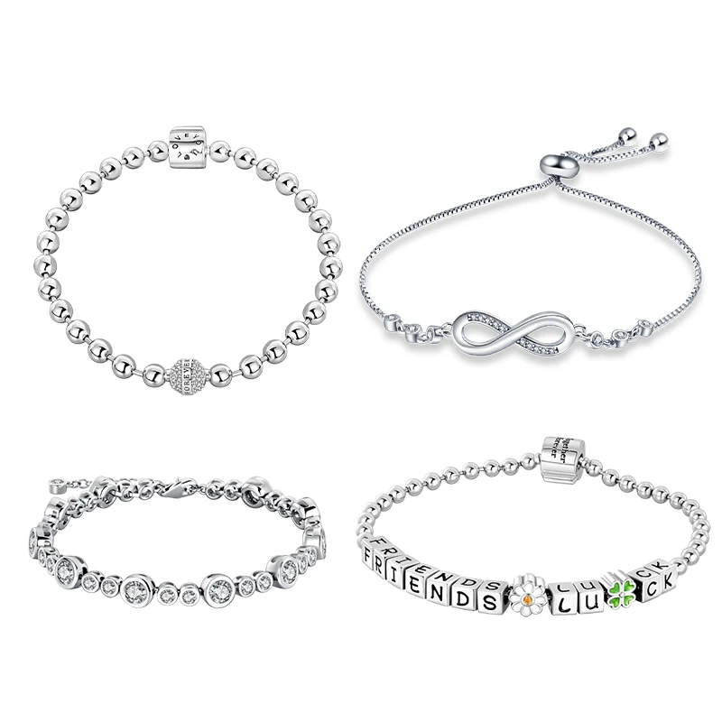 

925 Sterling Silver Original Design 17-20cm Lucky Friend Four Leaf Clover Women Bracelet DIY Exquisite Jewelry Gifts 2025 New in