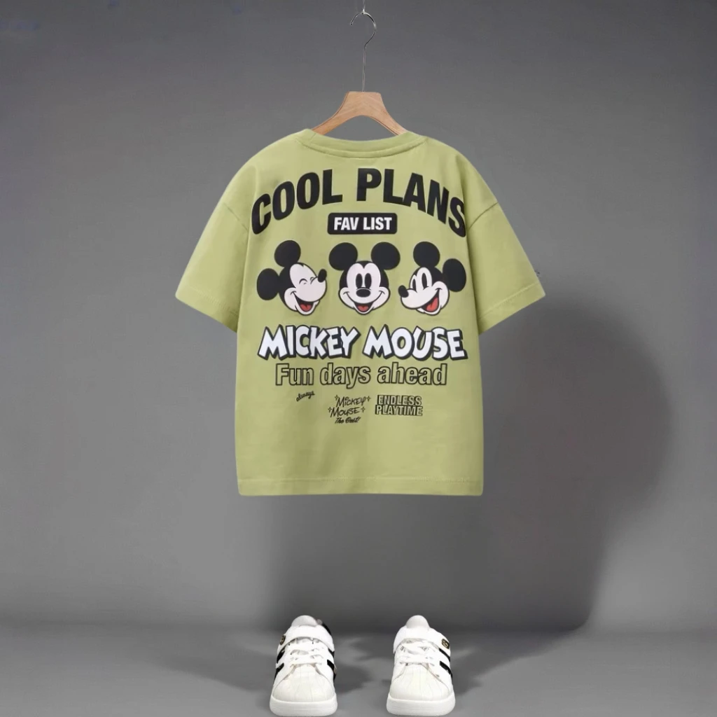 Dubbelzijdig Print Mickey T-shirt Zomerkleding Kinderen Cartoon Tees Korte mouwen Tops Baby Jongens Kleding Mode T-shirts