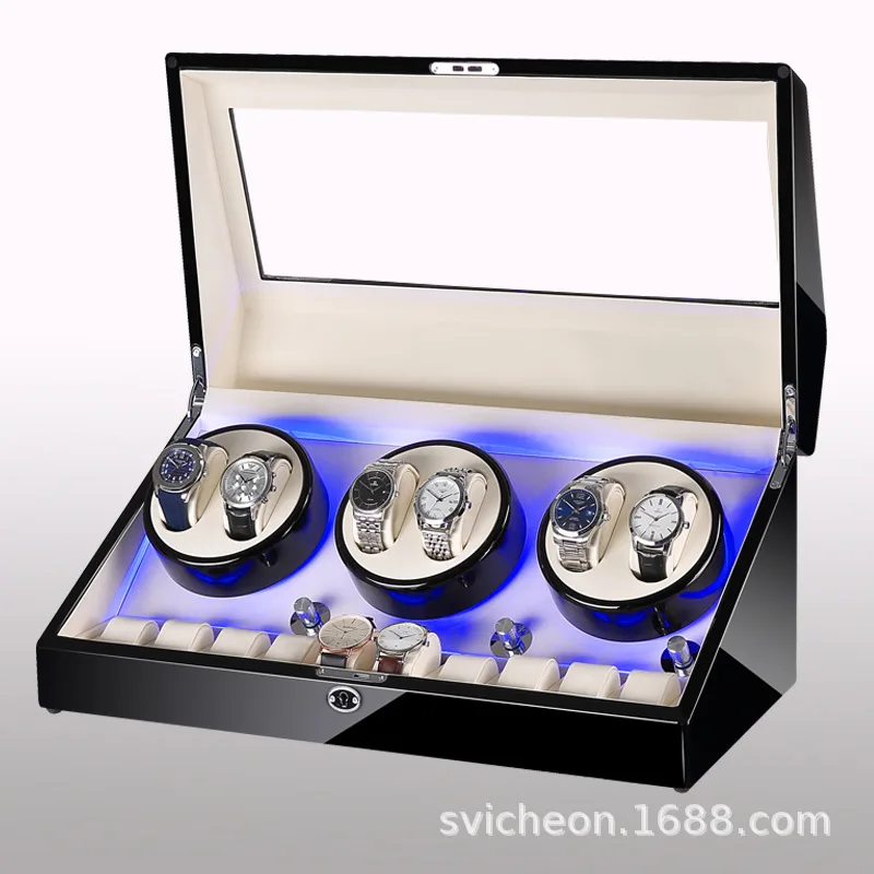 

Automatic Rotating Watch Winder Motor Box Luxury Silent Winders Watch Boxes Men Mechanical Watches 6+10 Slots Display Storage