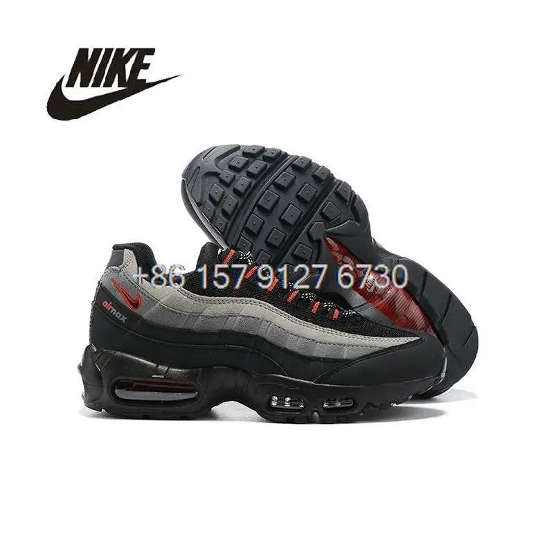 2023 New Arrival Nike-Air Max 95 Outdoor Sports Em Relevo Pele Preto Confortável Mulheres Homens Sneaker Running Shoes Tamanho 40-46