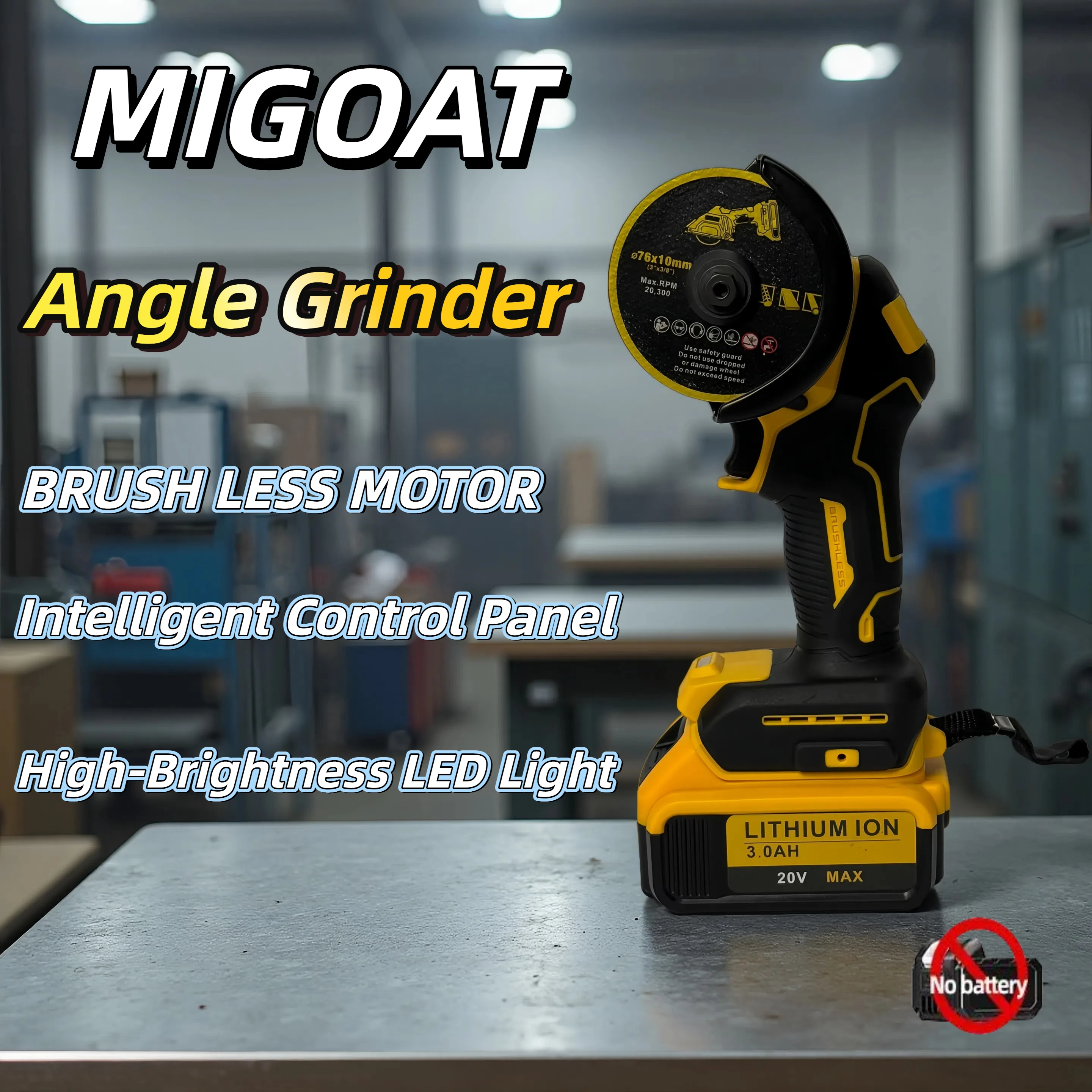 

Беспроводная мини-угловая шлифовальная машина MIGOAT, прецизионный инструмент для полировки металла, шлифовальный станок для аккумулятора DEWALT 20 В