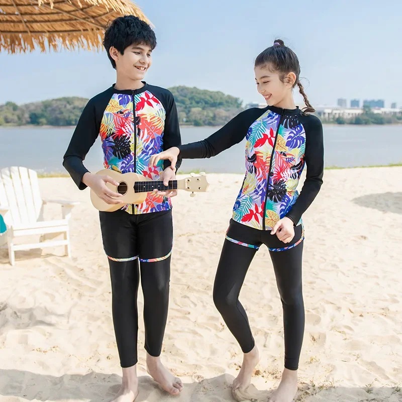 3pcs/set Girl's/Boys Swim Shirts+Pants+Shorts Rash Guard Sun UV Protective Long Sleeve Quick Dry Water Sports Surfing Swim Shirt