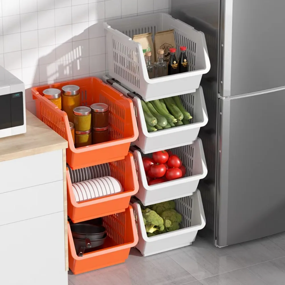 Stackable Basket Stacking Organization Baskets Capacity Home Kitchen Stackable Basket Toys Rack Kitchen Vegetable Storage Rack