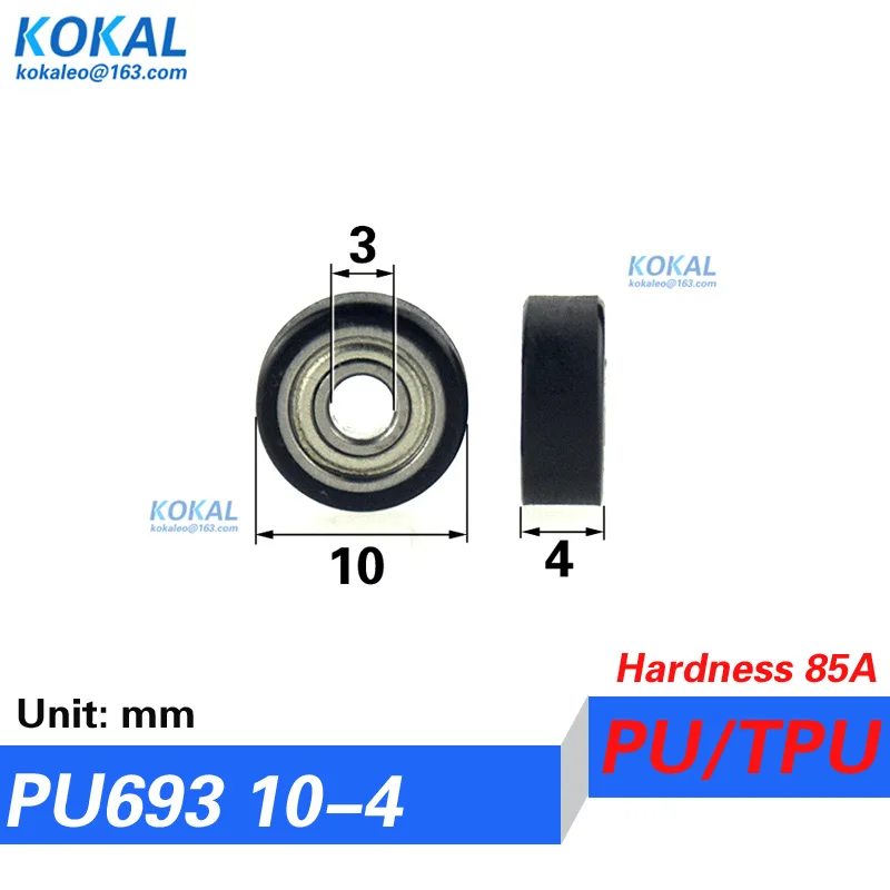 [PUd3]1 buah PU bantalan bola poliuretan roda roller kebisingan rendah 85A kekerasan counter roller sabuk dalam 3mm miniszie whee
