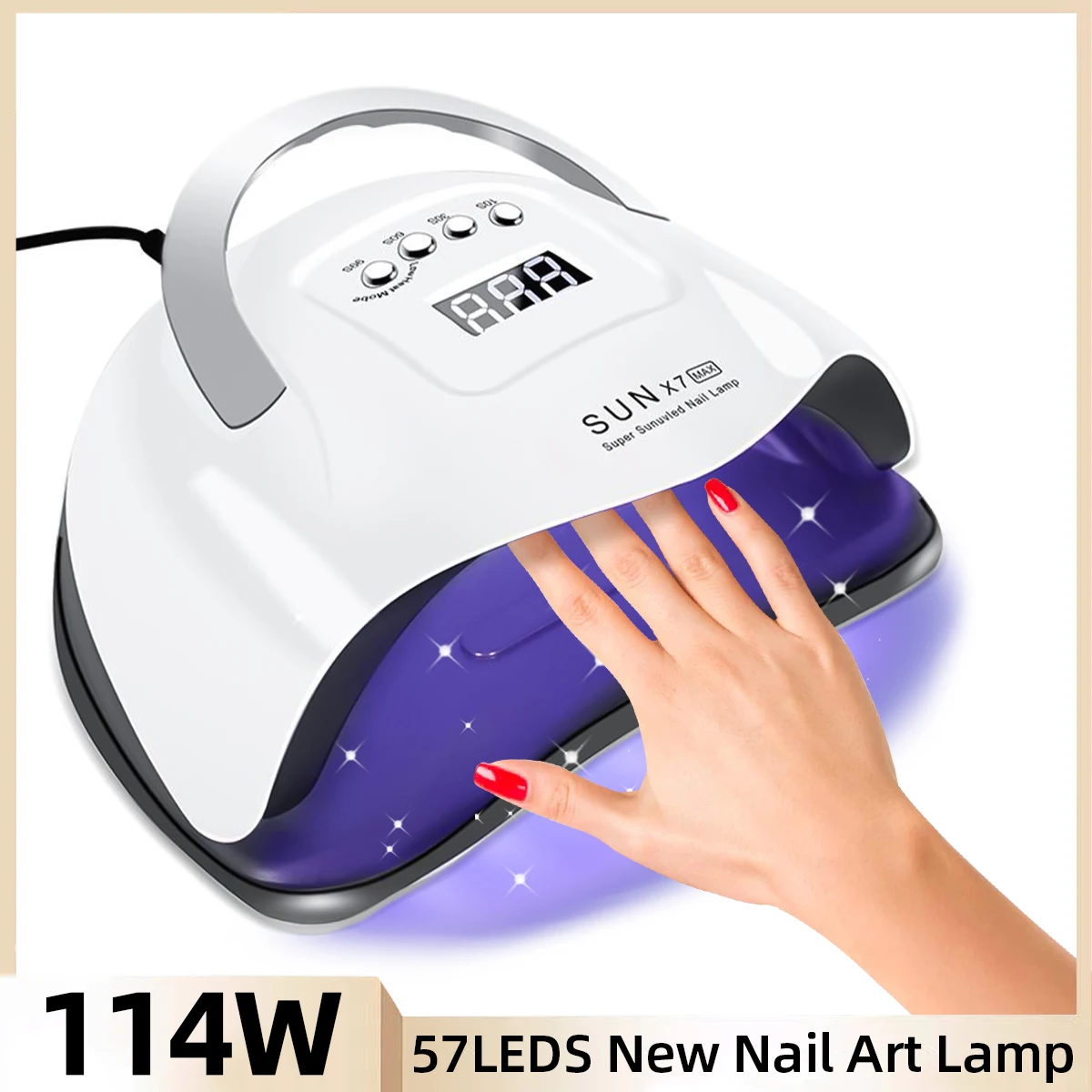 114W UV LED Nail Lamp Nail Dryer For Curing Gel Polish 57LEDS Nail Lamp With 4 Setting Timers Professional Gel Curing Lamp