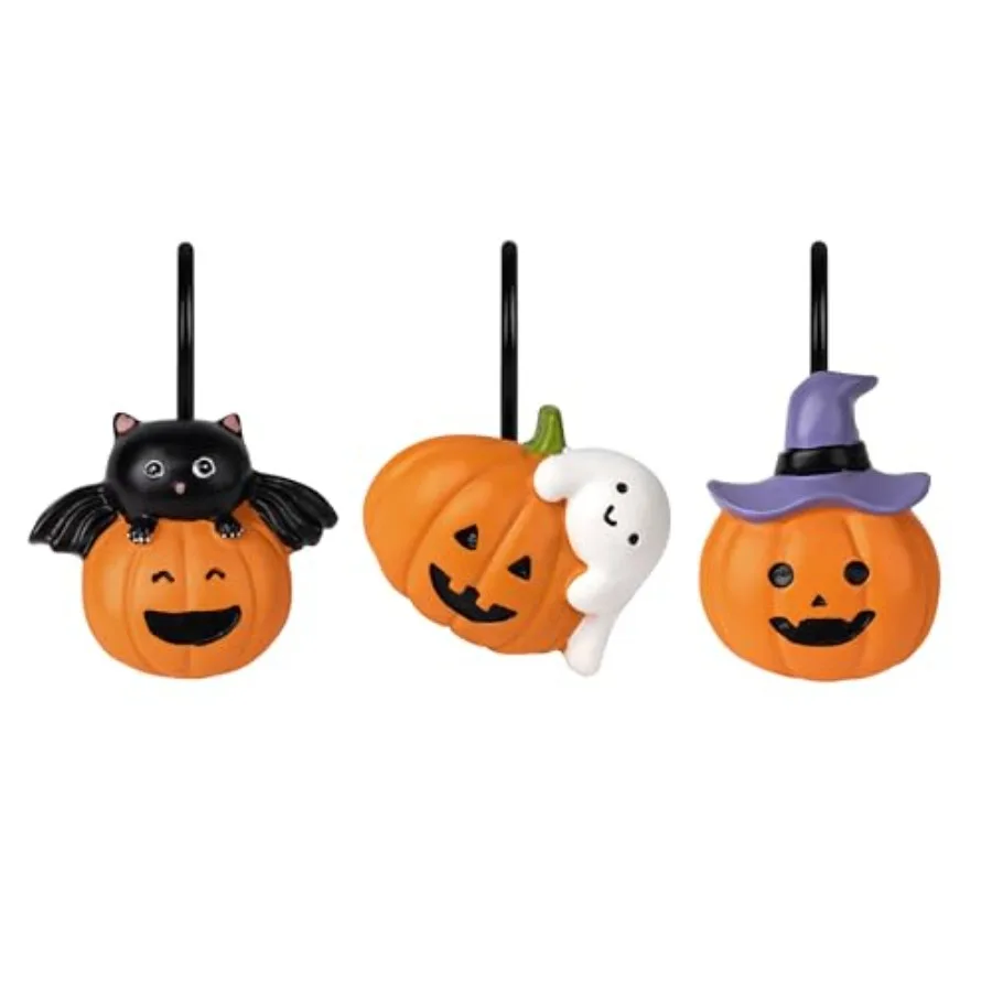 

Хэллоуин JackO'Lantern крючки для занавесок для душа домашние декоративные кольца для занавесок для душа с призраком для ванной комнаты кошка вешалки для занавесок для душа