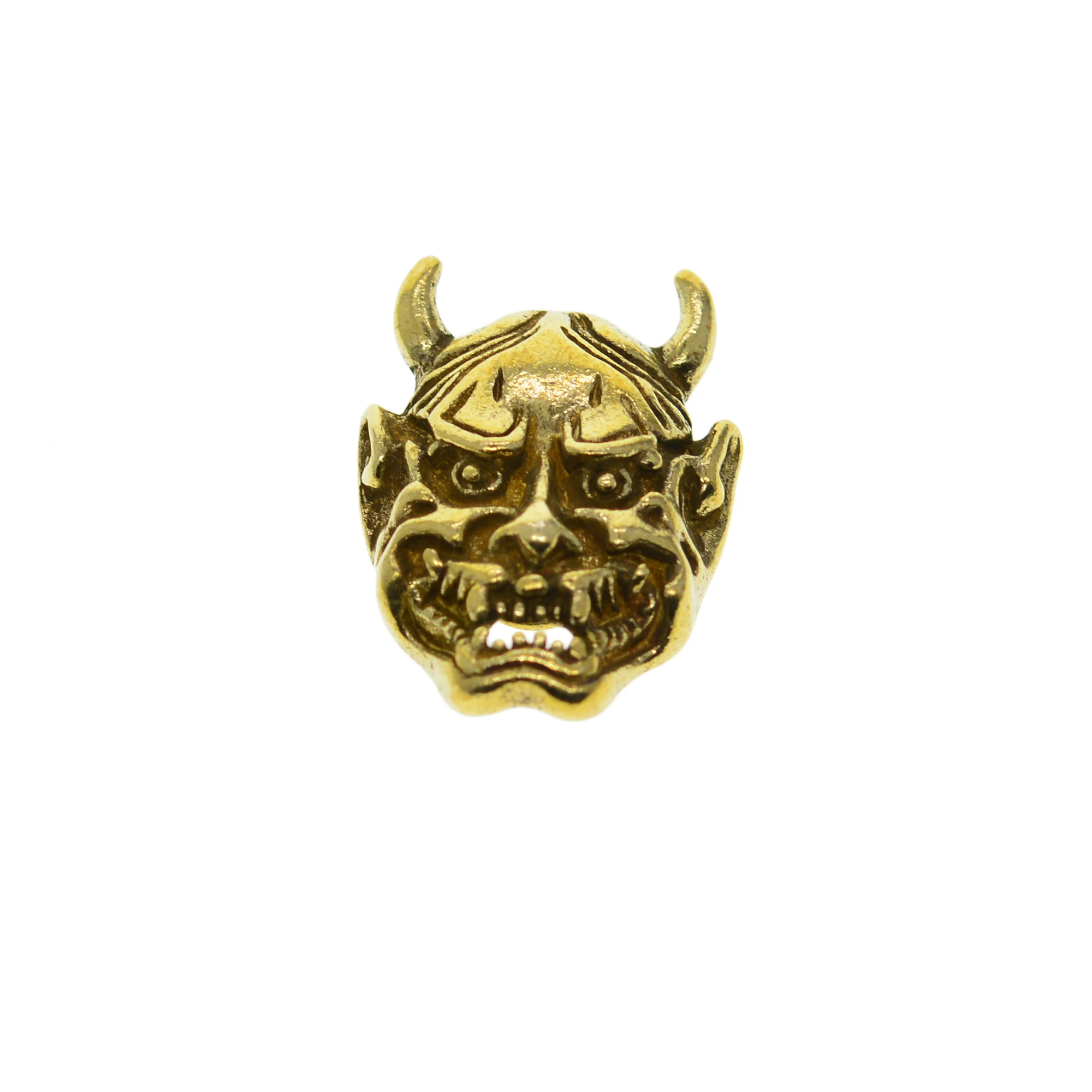 Retro Brass Gothic demon skull head Devil Japanese Jucky mask Hannya screw back lock Concho rivet Leather zipper wallet