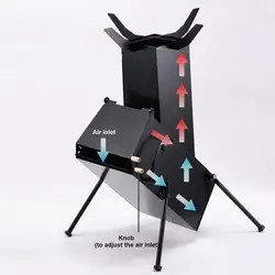 Carbon Steel Camping Firewood Stove Portable Rocket Stove Heating Wood Stove Tent Wood Burner For Camping Cooking Accessories