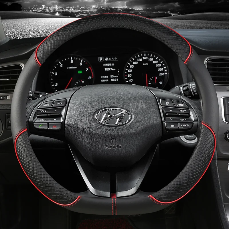 For Hyundai i40 i30 i20 i10 ix35 ix25 Tucson Accent Elantra Santa Fe Creta Solaris Kona Car Steering Wheel Cover Auto Accessorie