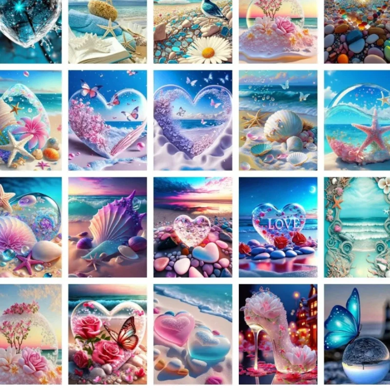 

Diamond Painting Seaside Landscape Starfish Shells Embroidery Sale Scenery Home Decor Rhinestones Gift,frameless