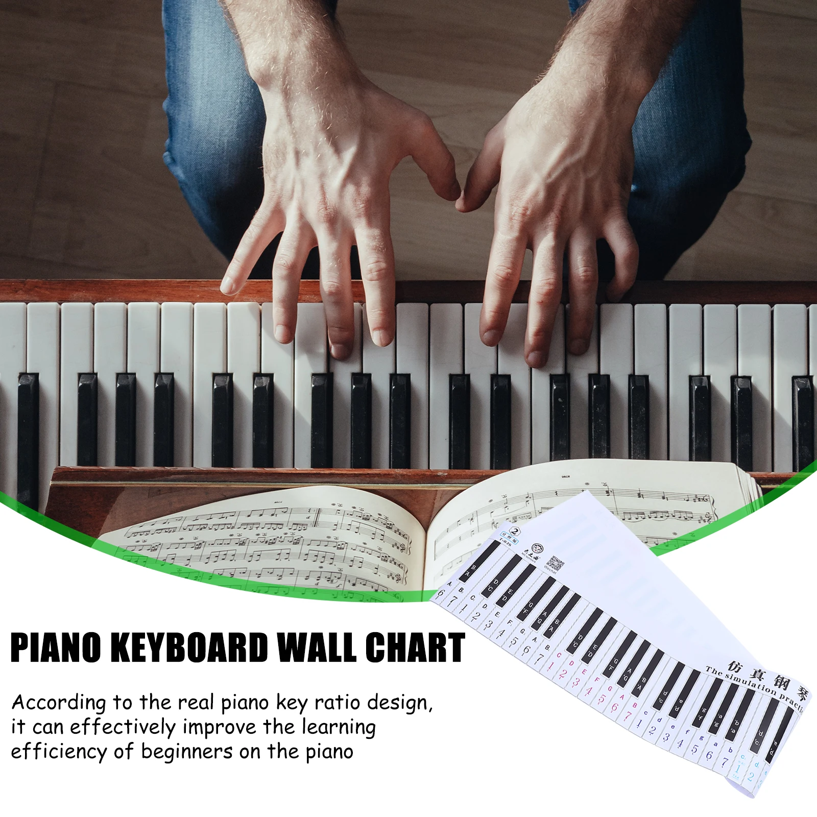 

1pc Piano Keyboard 88 Key Simulation Practice Paper Chart For Beginner Fingering Guide Black White Keys Teaching Aid Keyboard