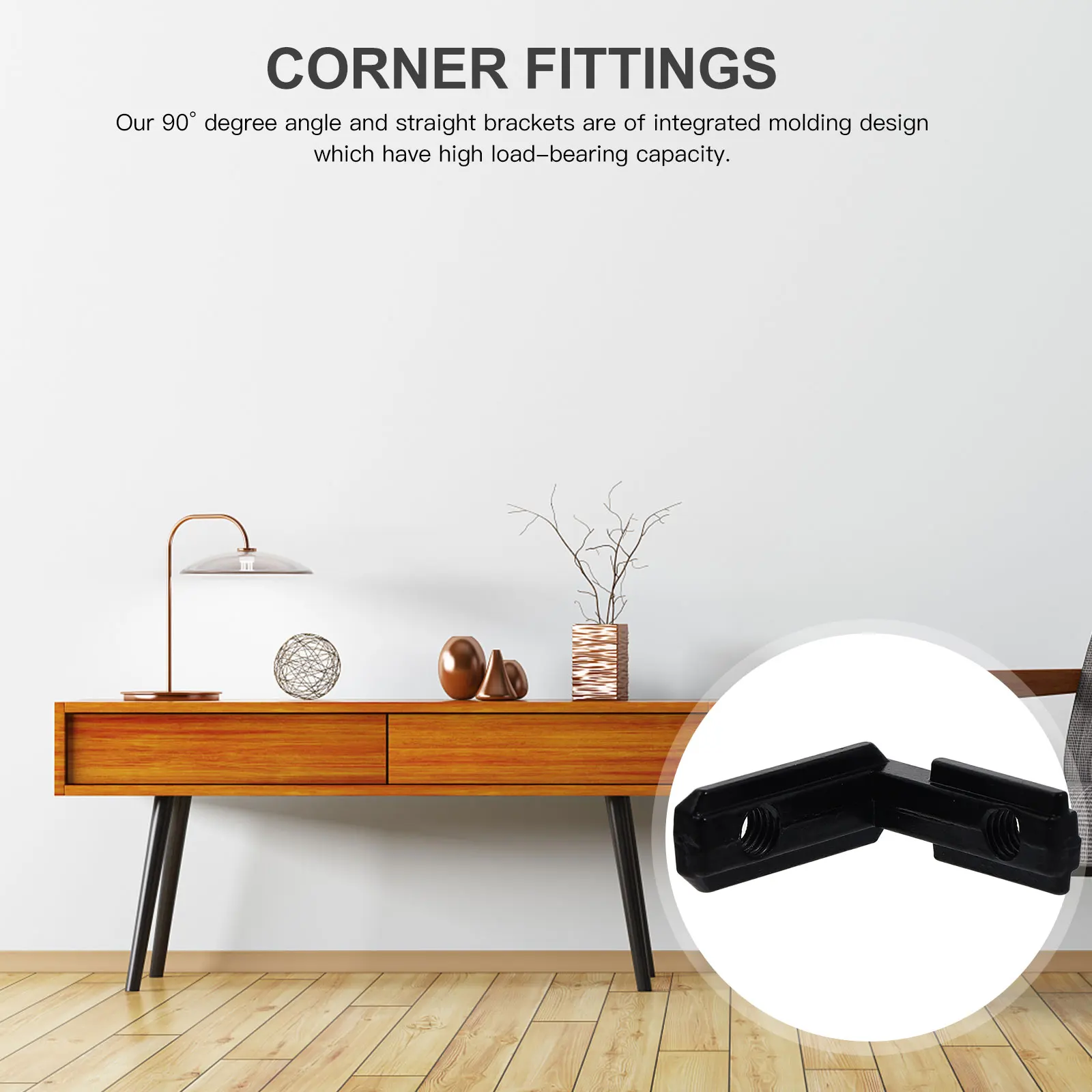 

20pcs Corner Fittings Aluminum Smooth Install Chairs Beds Tables Racks Cabinets Shelves Brackets Profiles Connectors