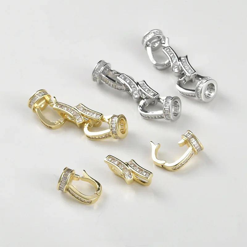 14k Real Gold Color Retention Zircon Button Connecting Buckle DIY Bracelet Necklace Handmade Material Jewelry Buckle Accessories