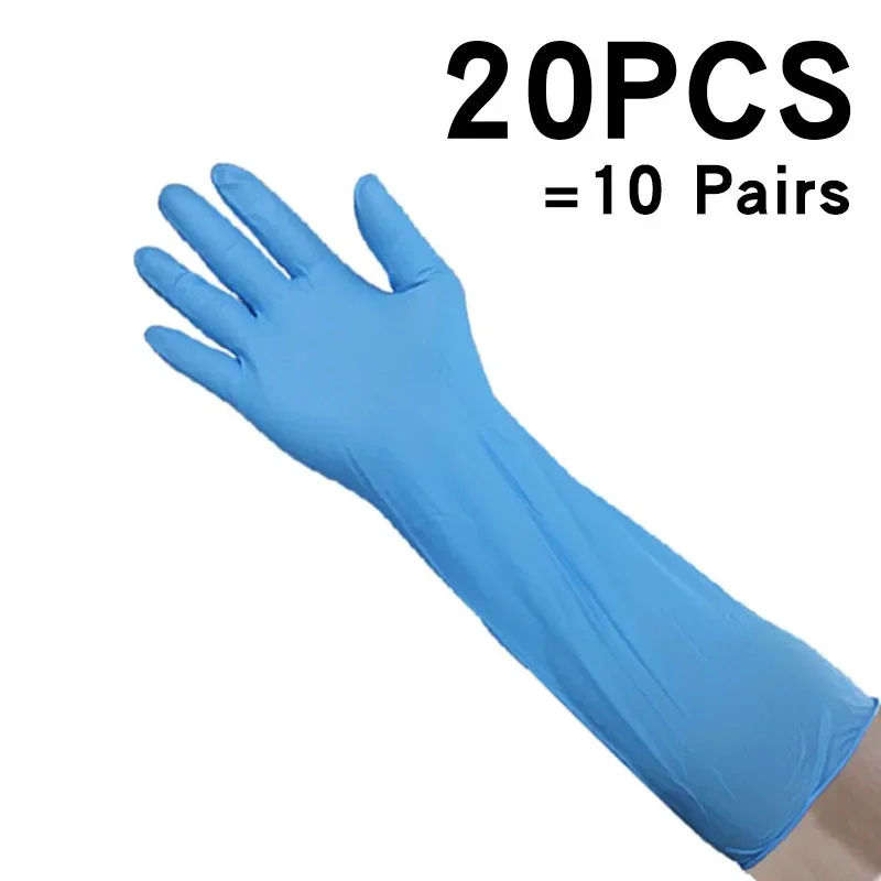 14 Inch Kitchen Clean Tools Acid and Alkali Resistant Household Scrubber Disposable Rubber Nitrile Gloves 10-pack