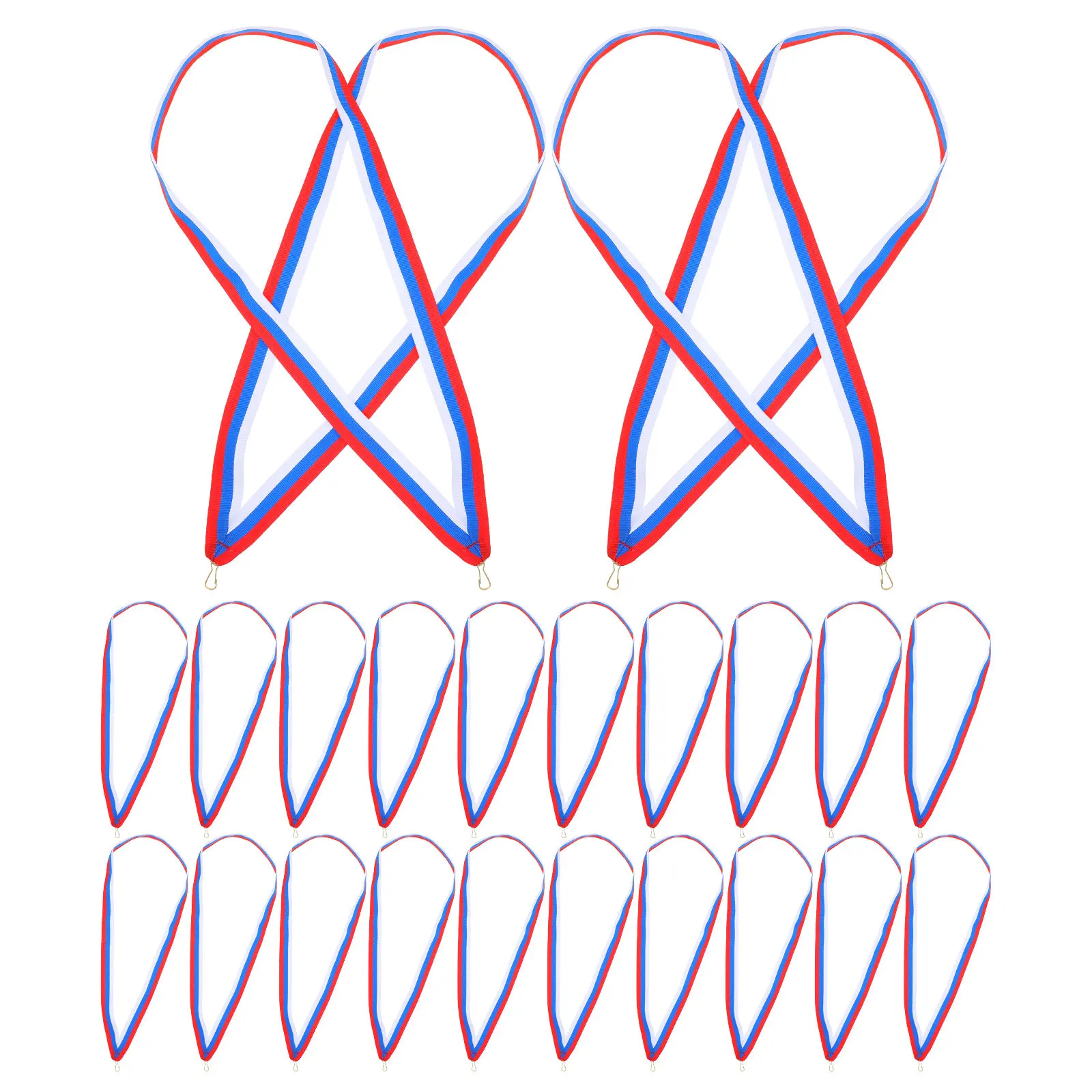 30Pcs Medal Ribbons Award Lanyards Soft Polyester Neck Straps Safety Quick Release Clip for Sports Competition Student Badge