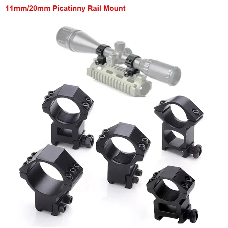 2Pcs Tactical Scope Mounts Ring for Tube Dia 25.4/30mm Scopes 11/20mm Dovetail Picatinny Rail Flashlight Mounting Accessories