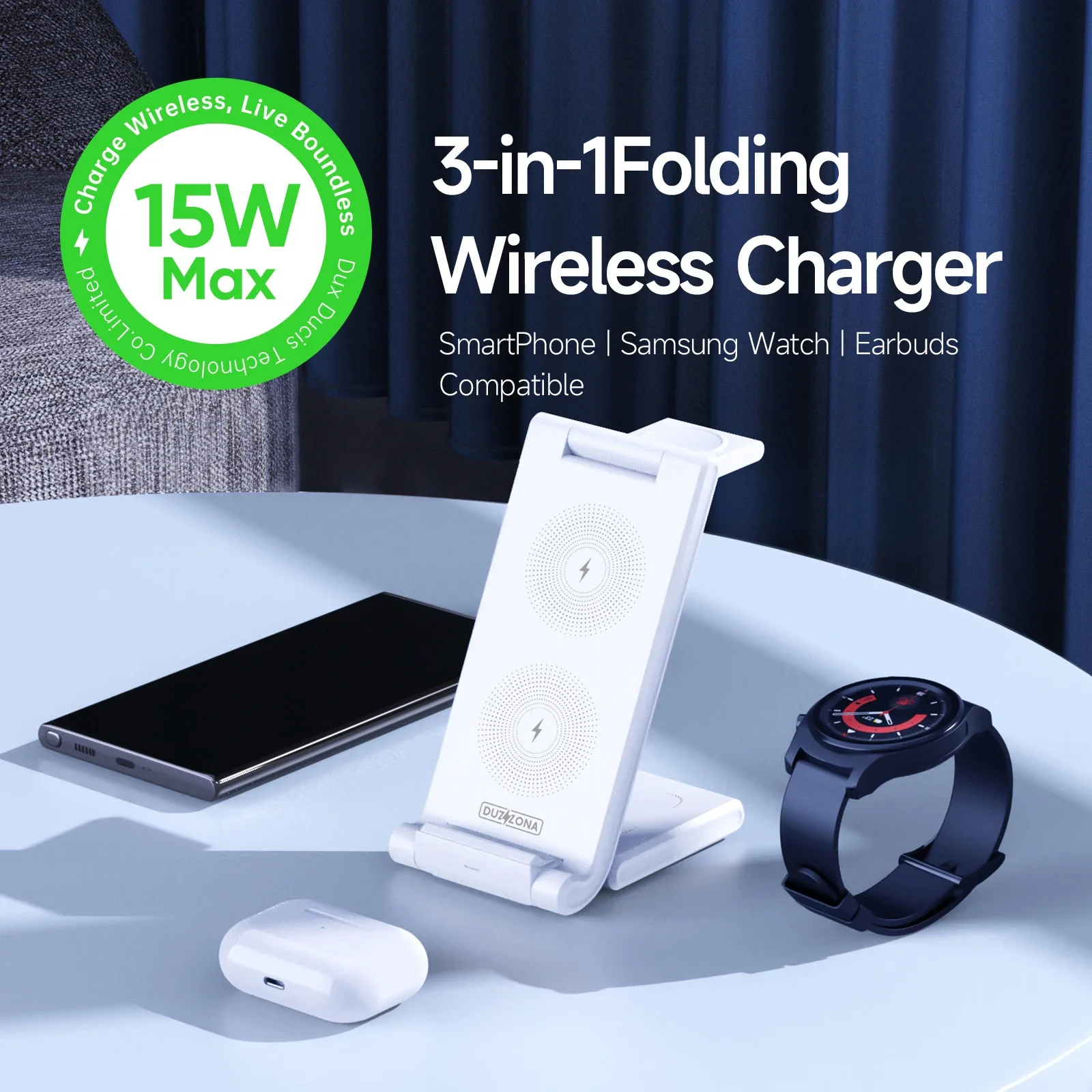 3in1 For Samsung Wireless Chargers Stand S23 S22 S21 S20 Ultra Note Galaxy Watch 5 4 Active Buds 15W Fast Charging Dock Station