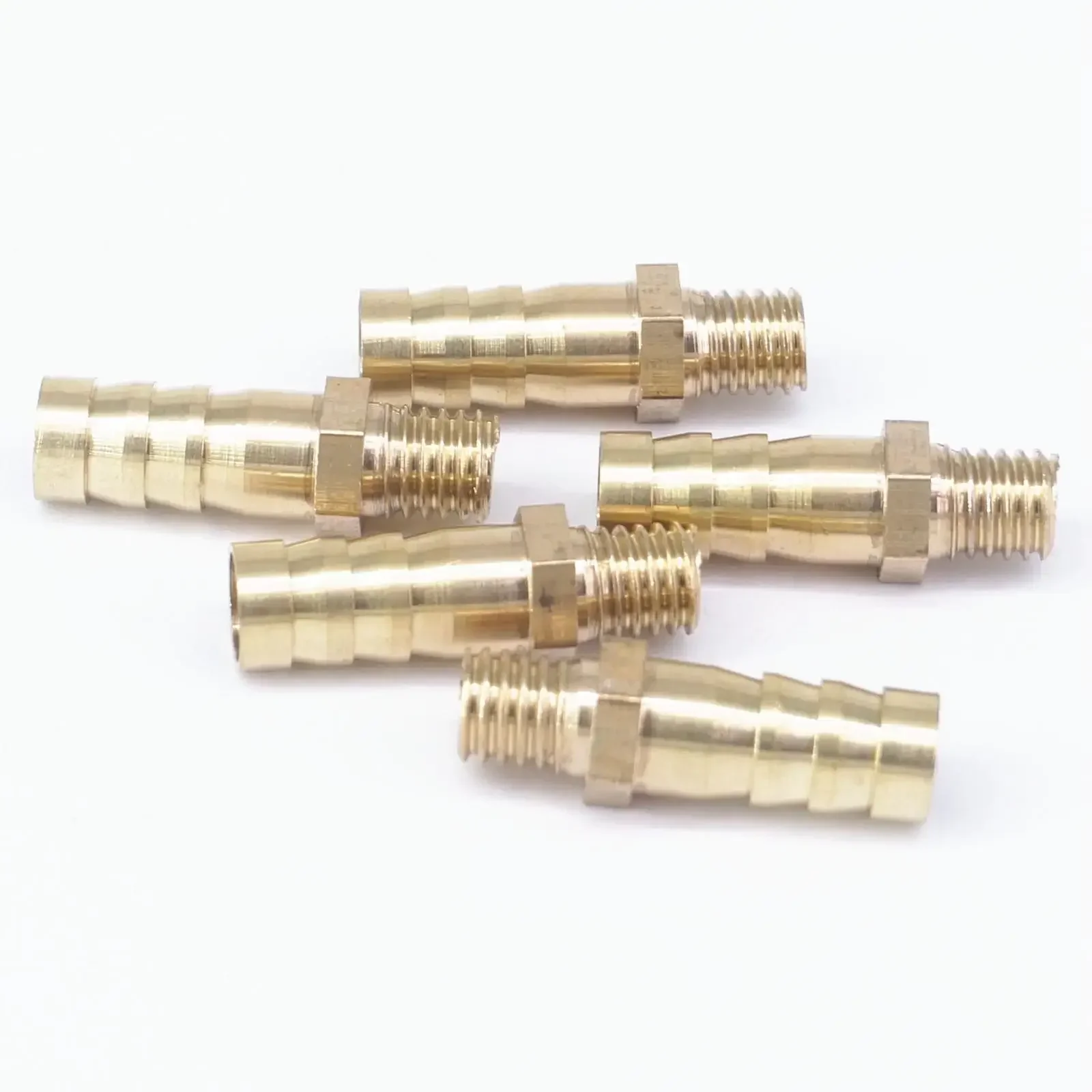 Lote de 5 carpas de manguera I/D 8mm - M8x1 M8x1,25 rosca macho métrica acoplador de latón conector empalmador accesorio para combustible Gas agua
