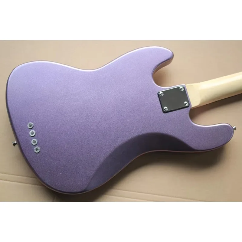 Flyoung Basswood Solid Body 4 Strings Metal Purple Electric Bass Guitar Maple Neck