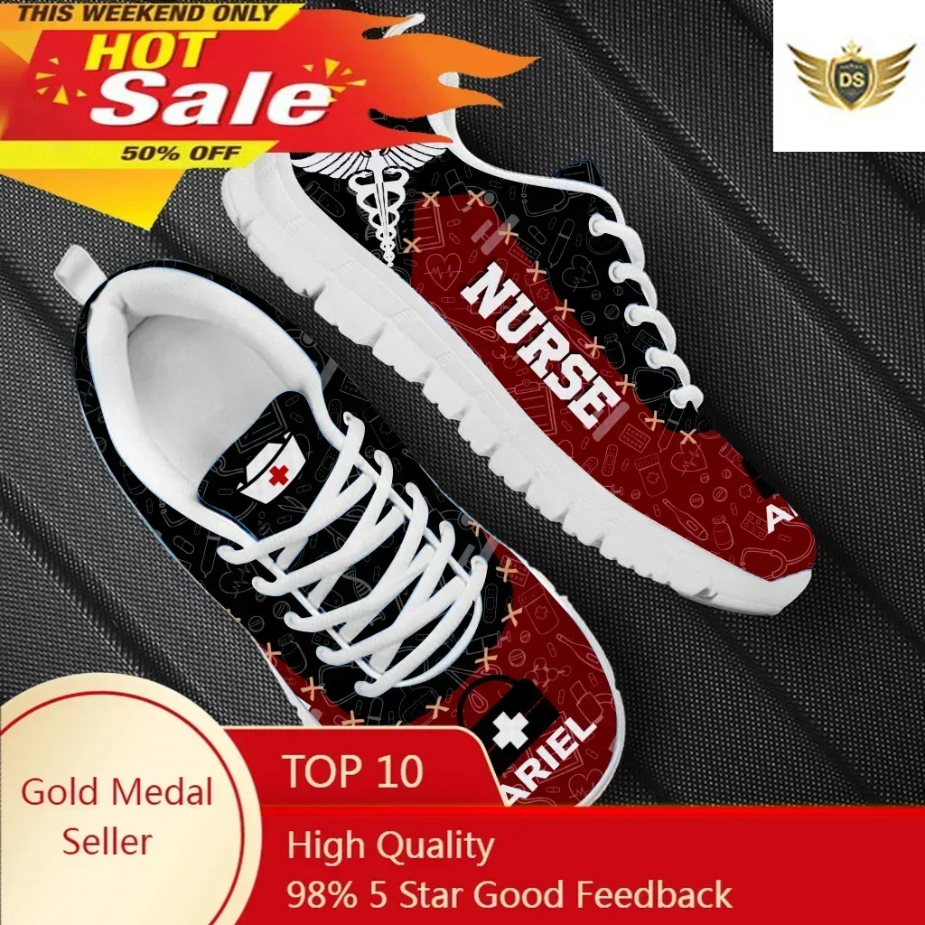 

New Men's Lace-Up Flats Gradient Medical Heartbeat Design Sneakers Custom 3D Printed Comfort Jogging Shoes Footwear