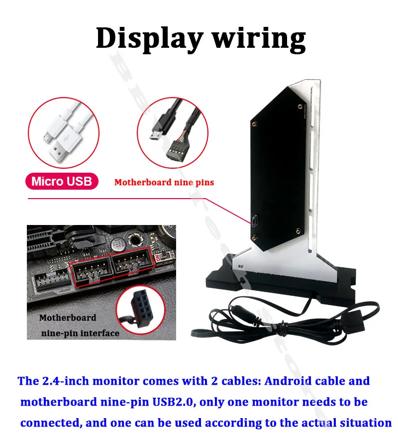 Graphic Video Card Bracket VGA Holder With 2.4 inch LCD Display Support RGB CPU GPU RAM Monitor AIDA64 for PC Gamer Cabinet DIY