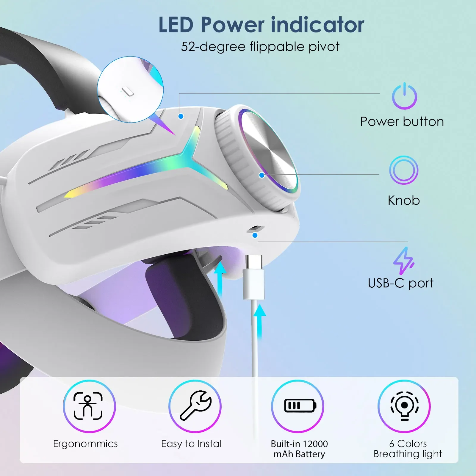 حزام رأس بطارية MtomatoVR c2 Pro لـ Meta Quest 3/Quest 3s VR لاستبدال ملحقات Quest3s المحسنة
