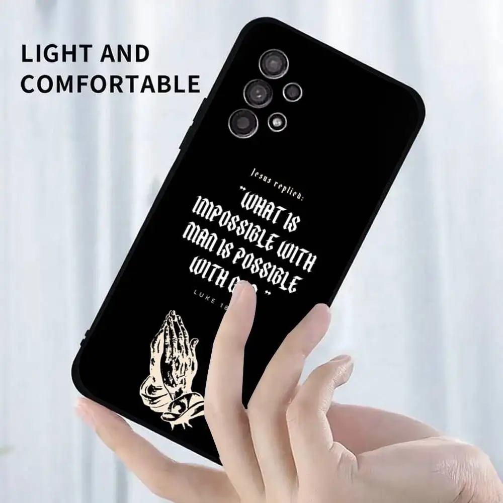 神の計画 イエス 聖書の言葉 電話ケース サムスン S25、S24、S23、S22、S21、S20、S10、ウルトラ、プラス、ライト、FE、ソフトシリコンブラックカバー用