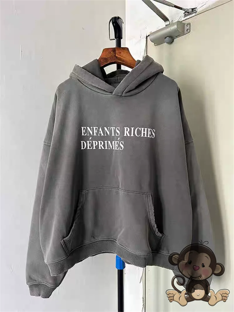 Autumn and winter gradient color ERD thick hoodie retro enfants riches d é prim é s loose casual sportswear