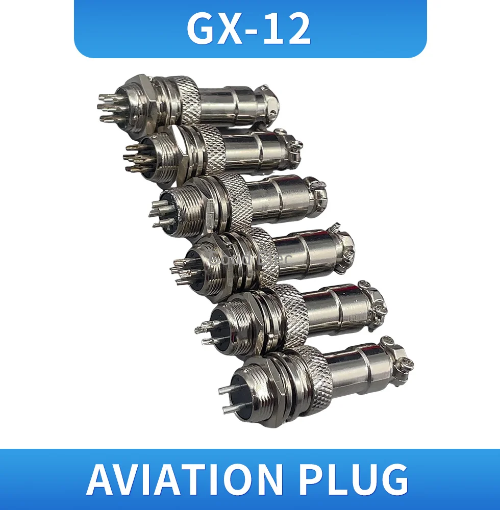 GX12 series  2/3/4/5/6/7 Pin Male & Female Wire Panel Connector Circular Screw Type Electrical Connector Socket Plug