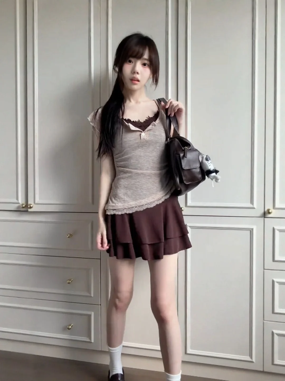 

Retro Style Unique Super Good Looking Two Piece Set Dress Summer 2026 Chic Short Sleeve T-Shirt And Skirt Outfit for Teens