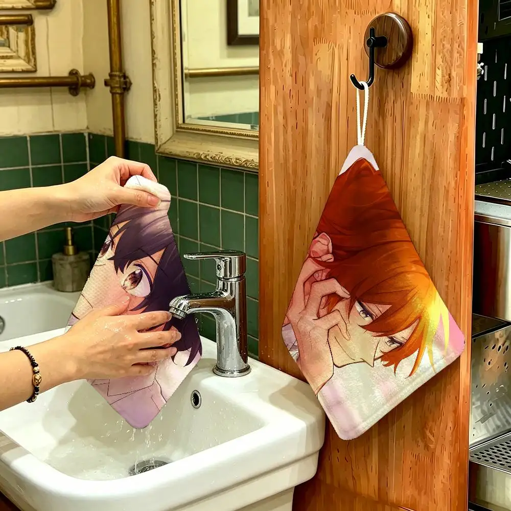 Manga SASAKI and MIYANO Hanging Kitchen Towel, Polyester Cotton Material, Wear Resistant Hand Wiping Towel for Home