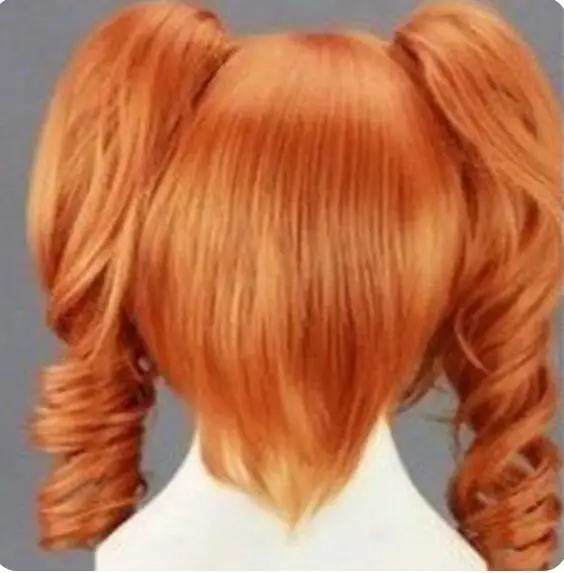 45cm Medium Length Orange Cosplay Wig Heat Resistant Costume Party Synthetic Wigs 2 Clip On Ponytail 7 Colors