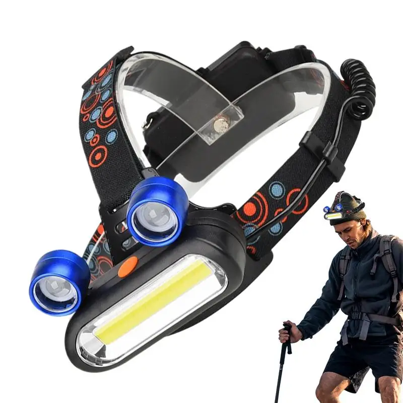 Headlight Night Fishing 500LM Outdoor Flashing Headlamp for Working Night Headlights Battery Powered for Walking Running Camping