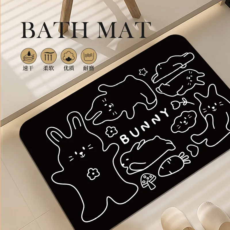 Simple cartoon bathroom floor mat, toilet quick-drying floor mat, toilet door mat