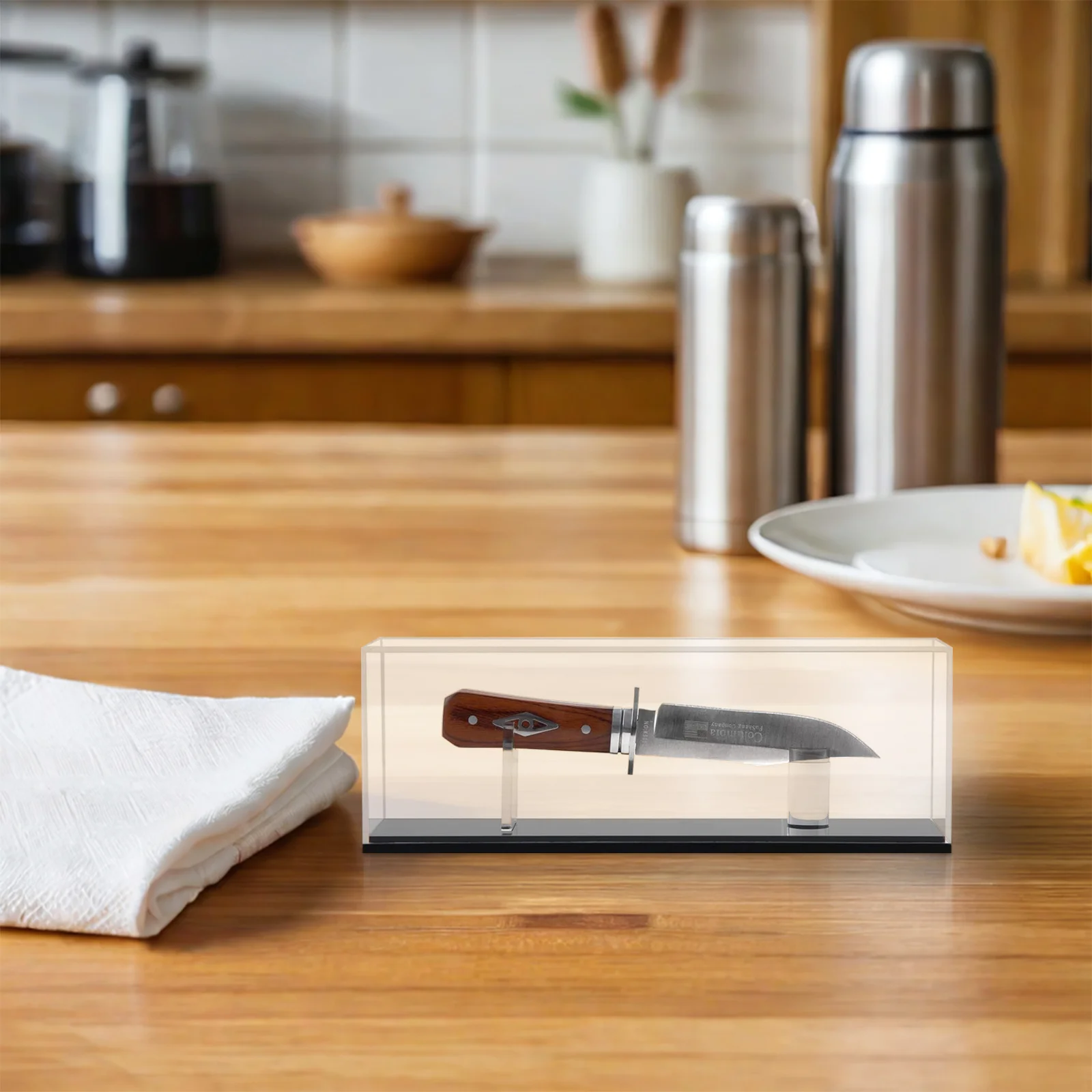 

Акриловая подставка для ножей премиум-класса, кристально чистая складная конструкция для стеллажа для хранения коллекции ножей, настольная витрина-органайзер