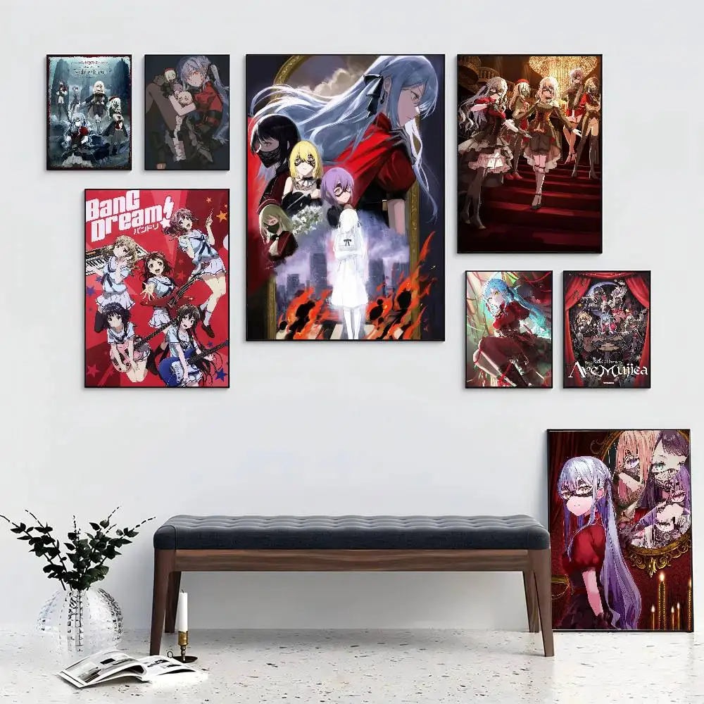 Anime BanG dream Ave Mujica Posters Living Room Bar Cafe Quality Canvas Vintage Style Comics Painting Art Home Wall Decor Pictur