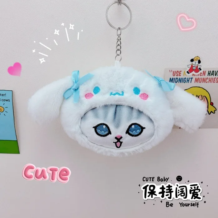 Hellokitty bonito moeda carteira chaveiro pingente criativo de pelúcia casal mochila pequena decoração pendurada kuromi anime chaveiro