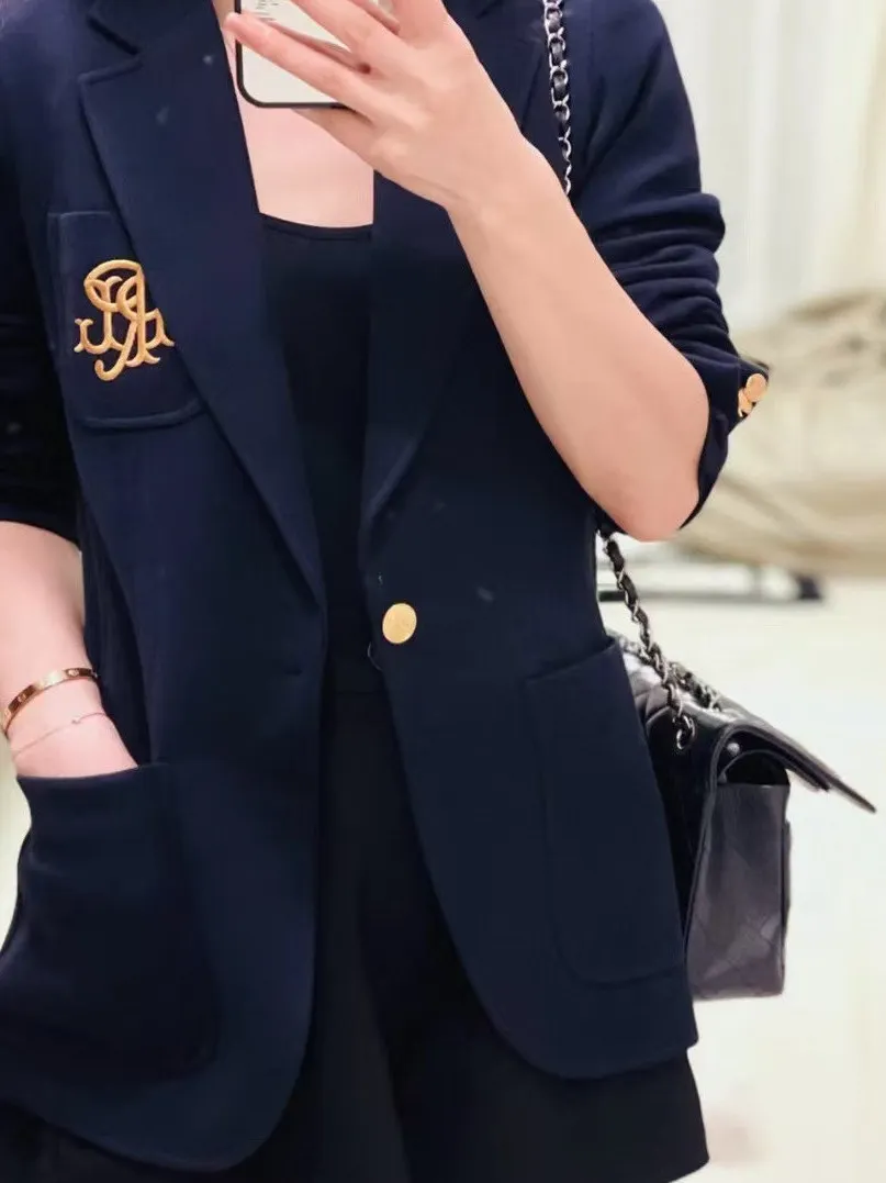 Original American Casual RL College Style Four Seasons Commuting Slim Fit Double Knit Suit Jacket Women's Business Wear