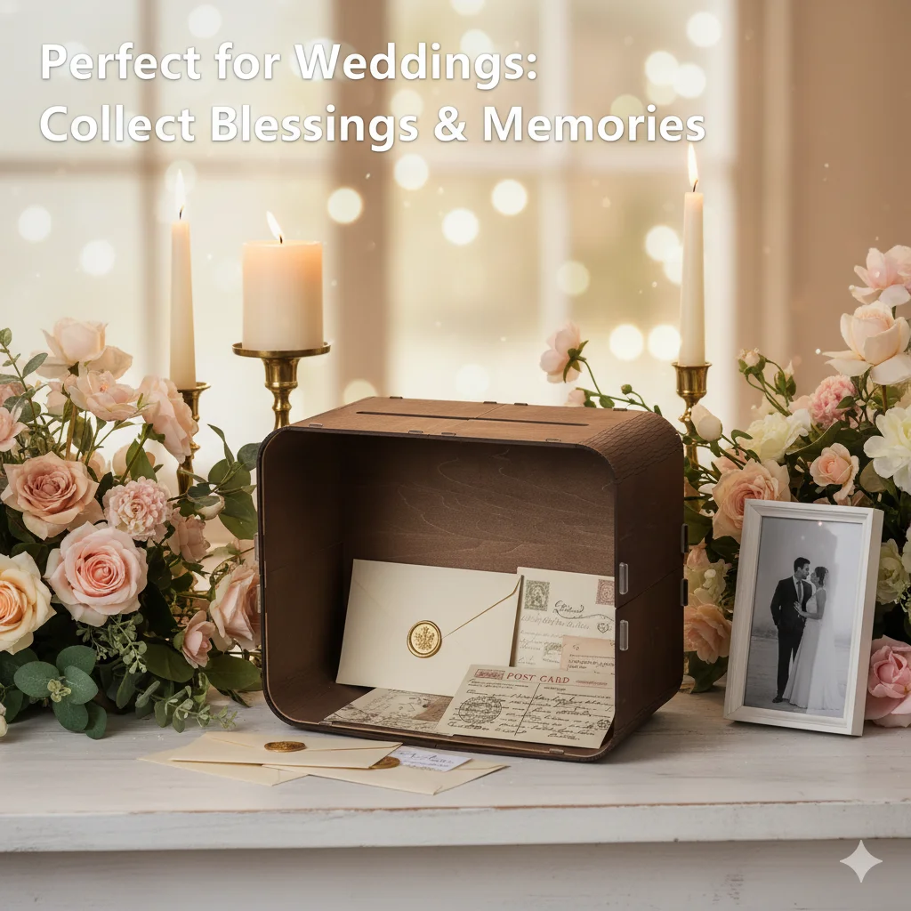 

Rustic Wooden Wedding Card Box With Acrylic Window DIY Assemble Large Capacity Money Gift Card Holder For Wedding Party Decor