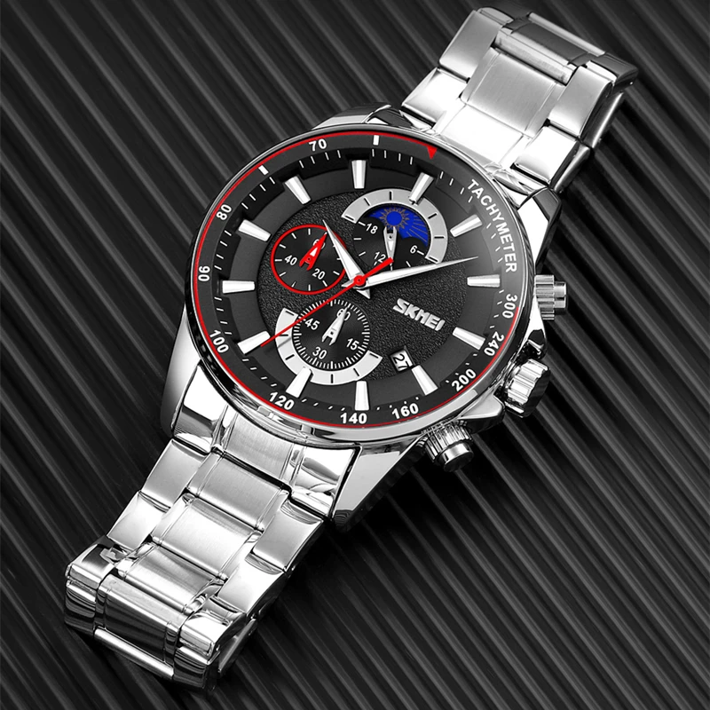 SKMEI jam tangan Quartz pria antiair, jam tangan olahraga untuk pria, kuarsa, bisnis, modis, mewah, tanggal, Stopwatch, tahan air