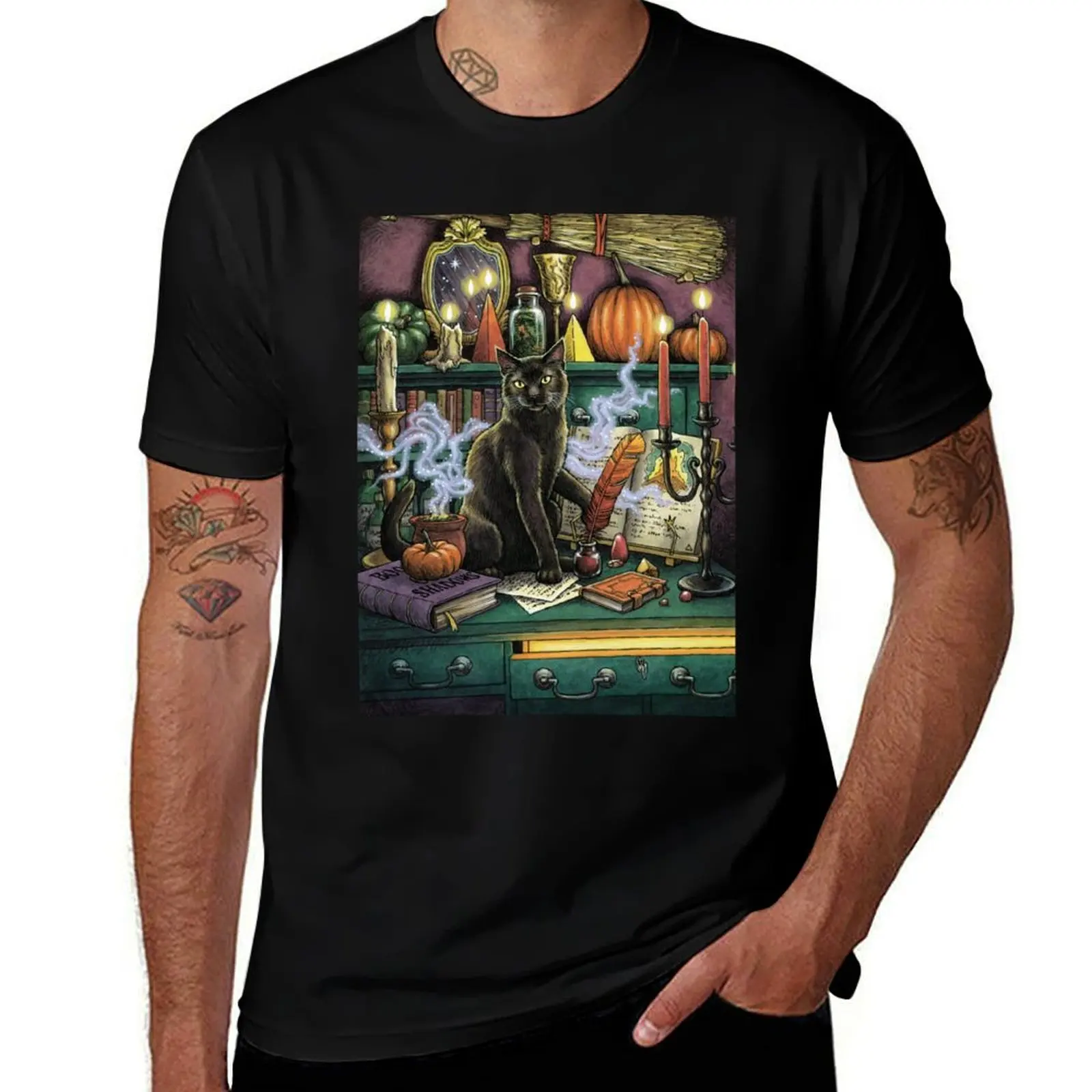 Everyday Witch's Familiars Oracle - The Black Cat T-Shirt Basic Comfort Fit for Men T-Shirt